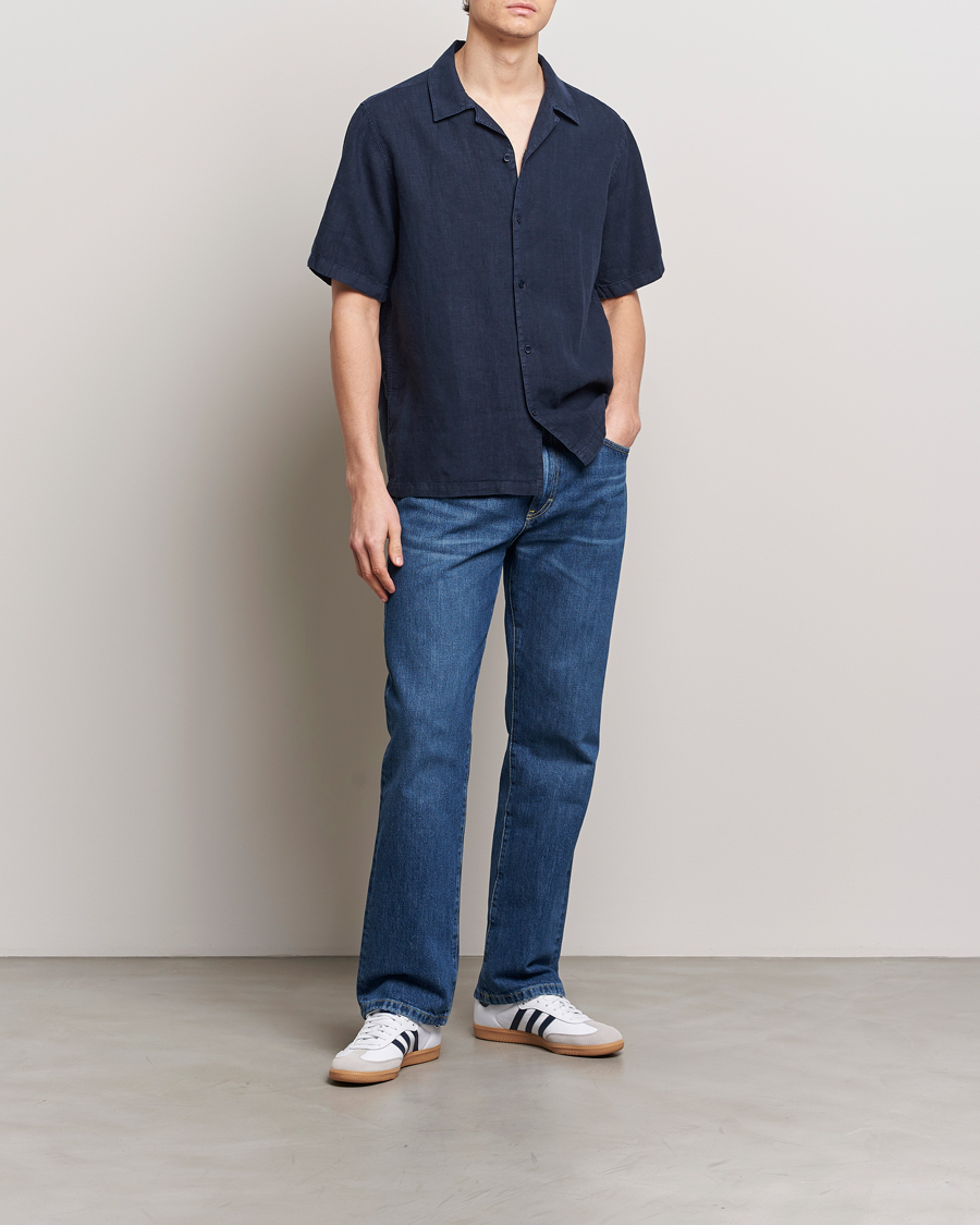 NN07 Julio Linen Resort Shirt Navy Blue at CareOfCarl.com