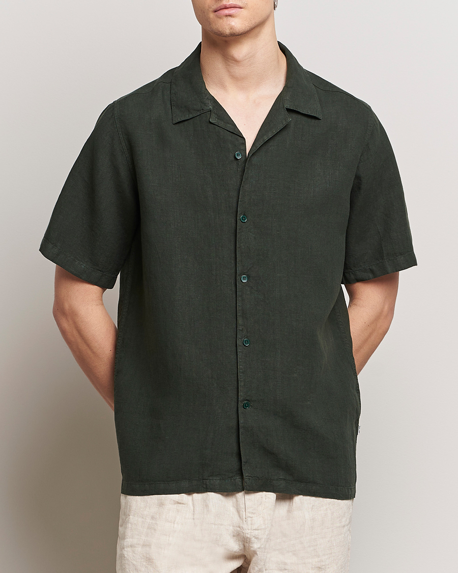 Men | Shirts | NN07 | Julio Linen Resort Shirt Rosin Green