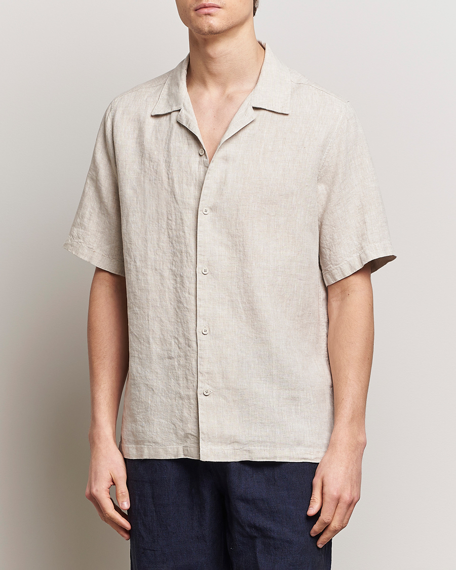 Men | Short Sleeve Shirts | NN07 | Julio Linen Resort Shirt Oat
