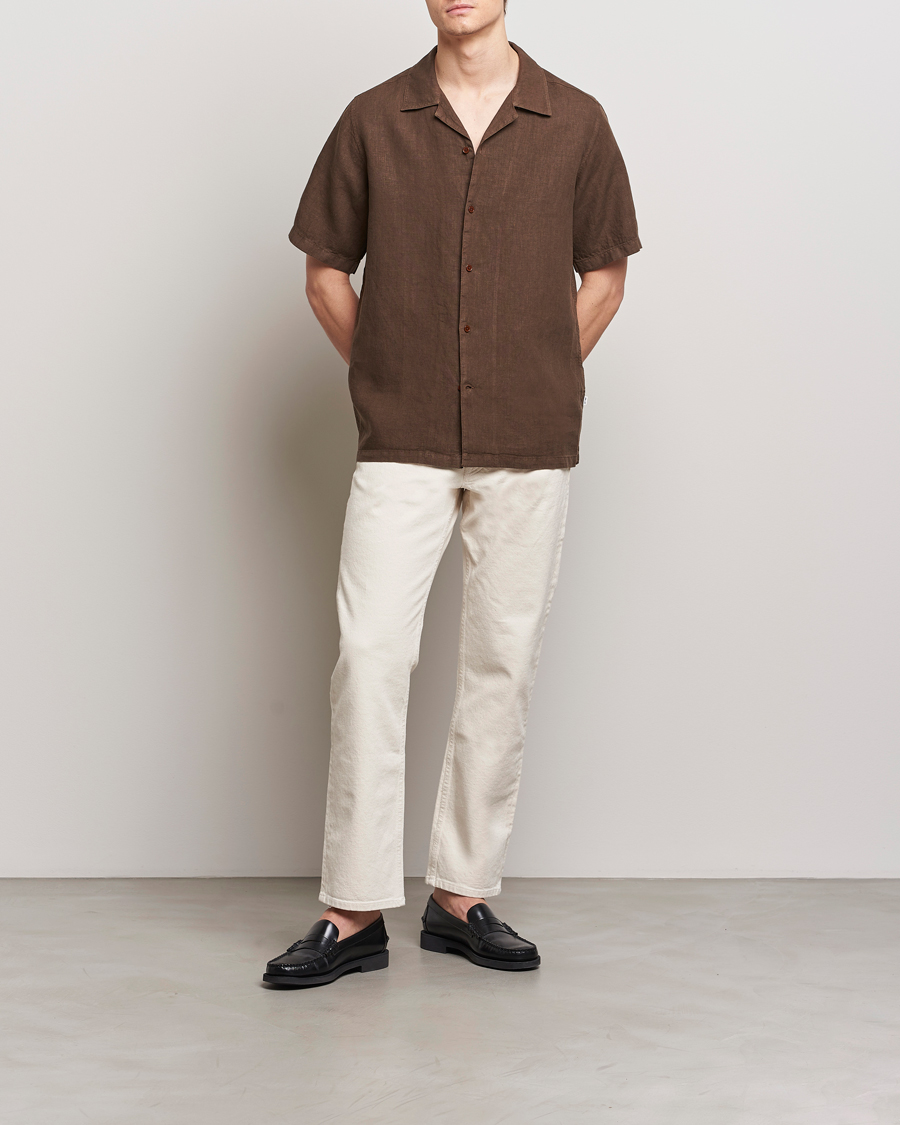 Men | Shirts | NN07 | Julio Linen Resort Shirt Cocoa Brown