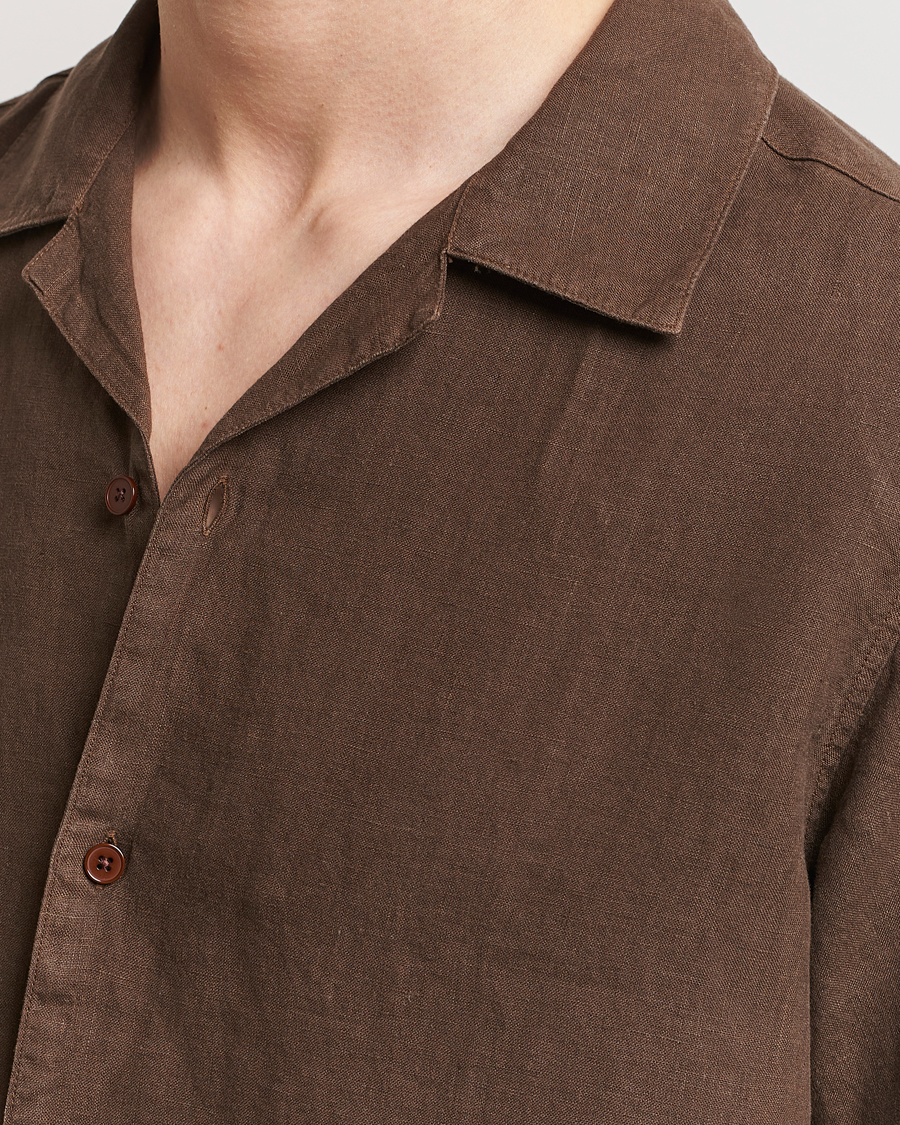 Men | Shirts | NN07 | Julio Linen Resort Shirt Cocoa Brown