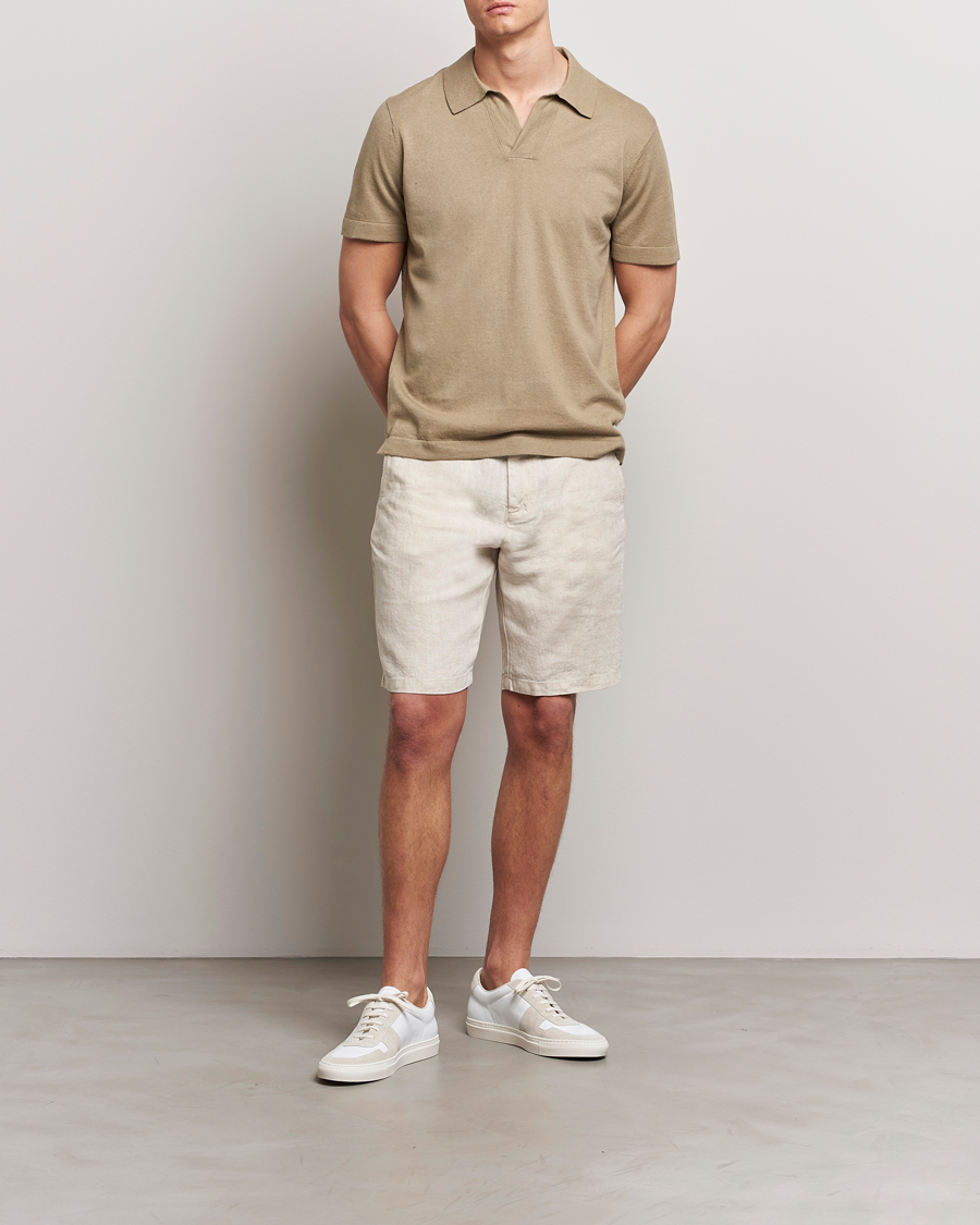 Men | Polo Shirts | NN07 | Ryan Cotton/Linen Polo Greige