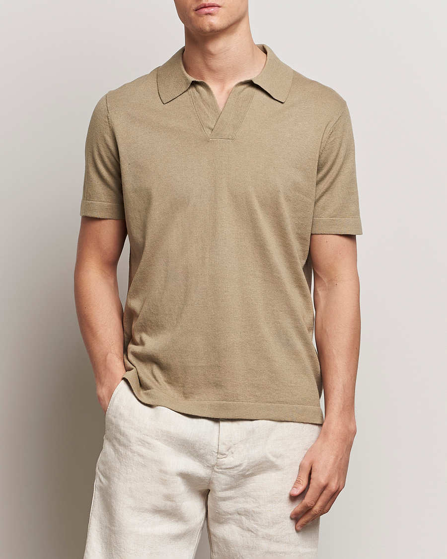 Men | Polo Shirts | NN07 | Ryan Cotton/Linen Polo Greige
