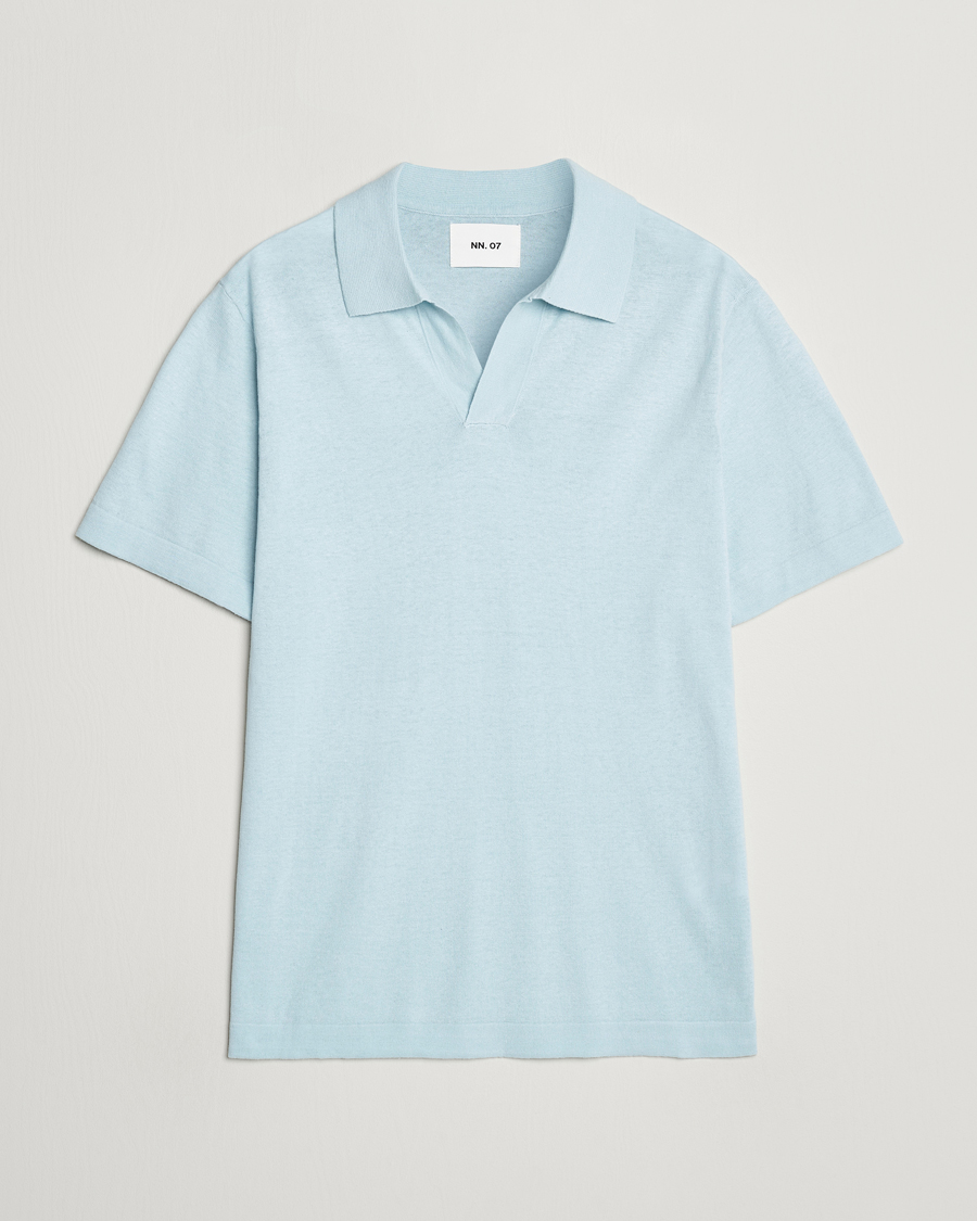 Men | Polo Shirts | NN07 | Ryan Cotton/Linen Polo Winter Sky