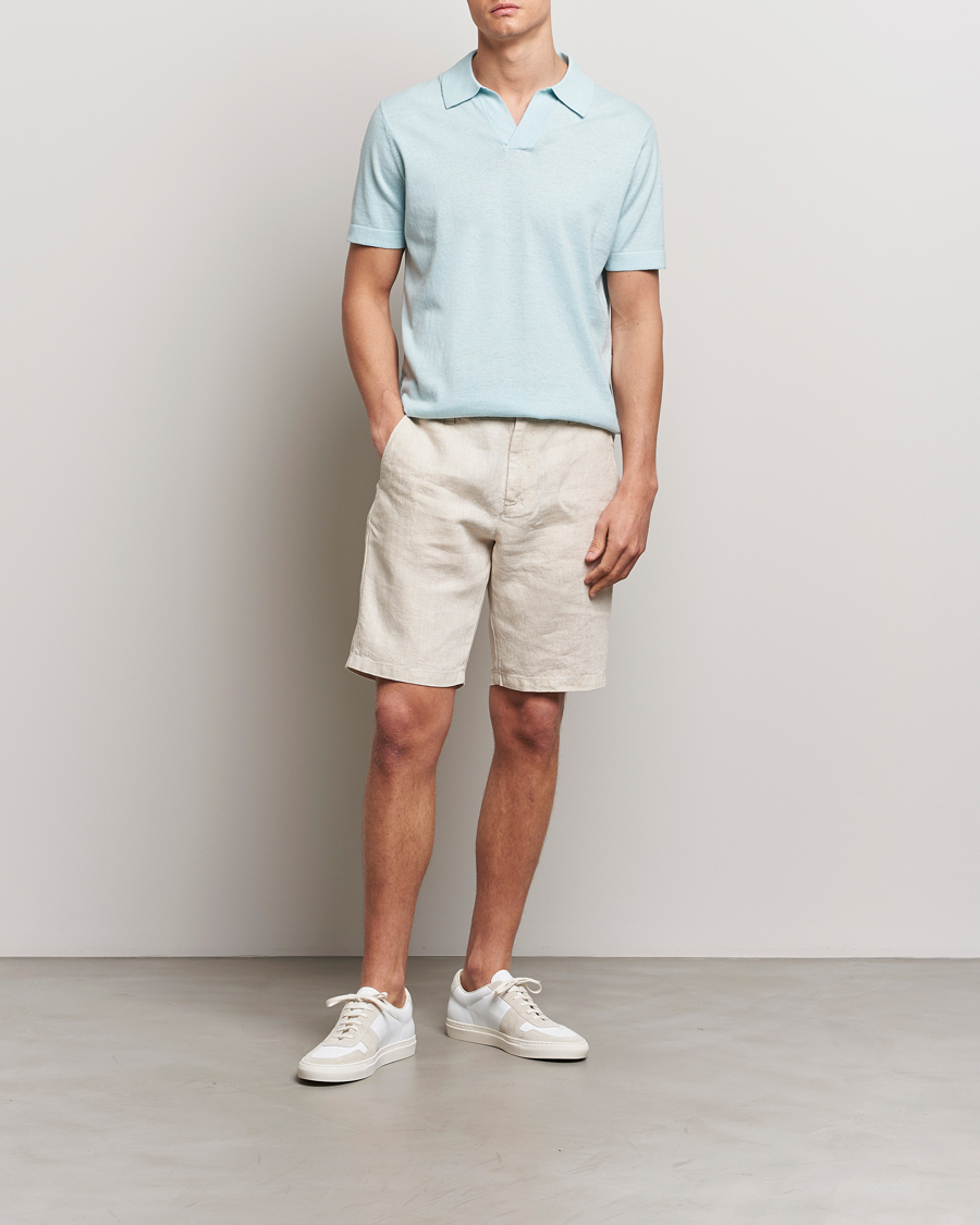 Men | Polo Shirts | NN07 | Ryan Cotton/Linen Polo Winter Sky