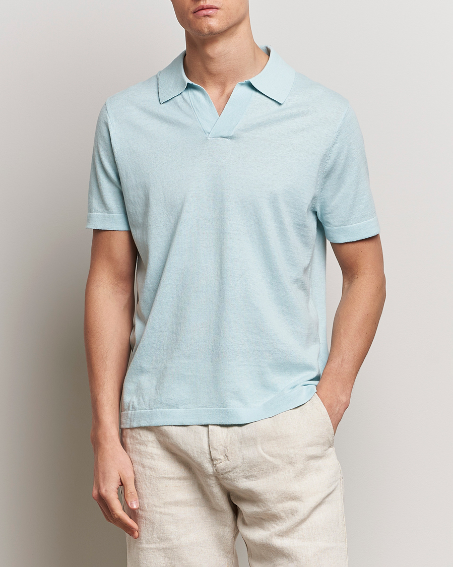 Men | Polo Shirts | NN07 | Ryan Cotton/Linen Polo Winter Sky