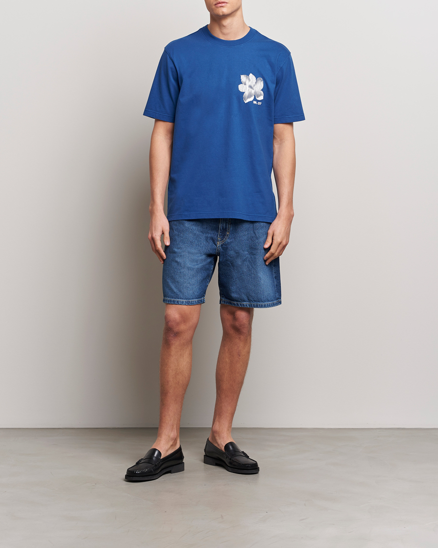 Men | T-Shirts | NN07 | Adam Printed Crew Neck T-Shirt Blue Quartz
