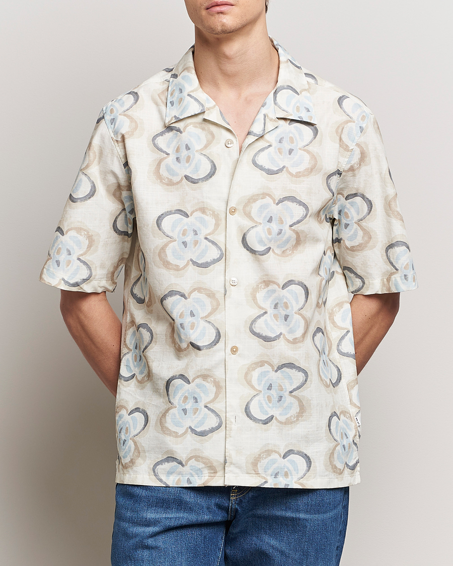 Herr | Kortärmade skjortor | NN07 | Ole Printed Short Sleeve Shirt Ecru Multi