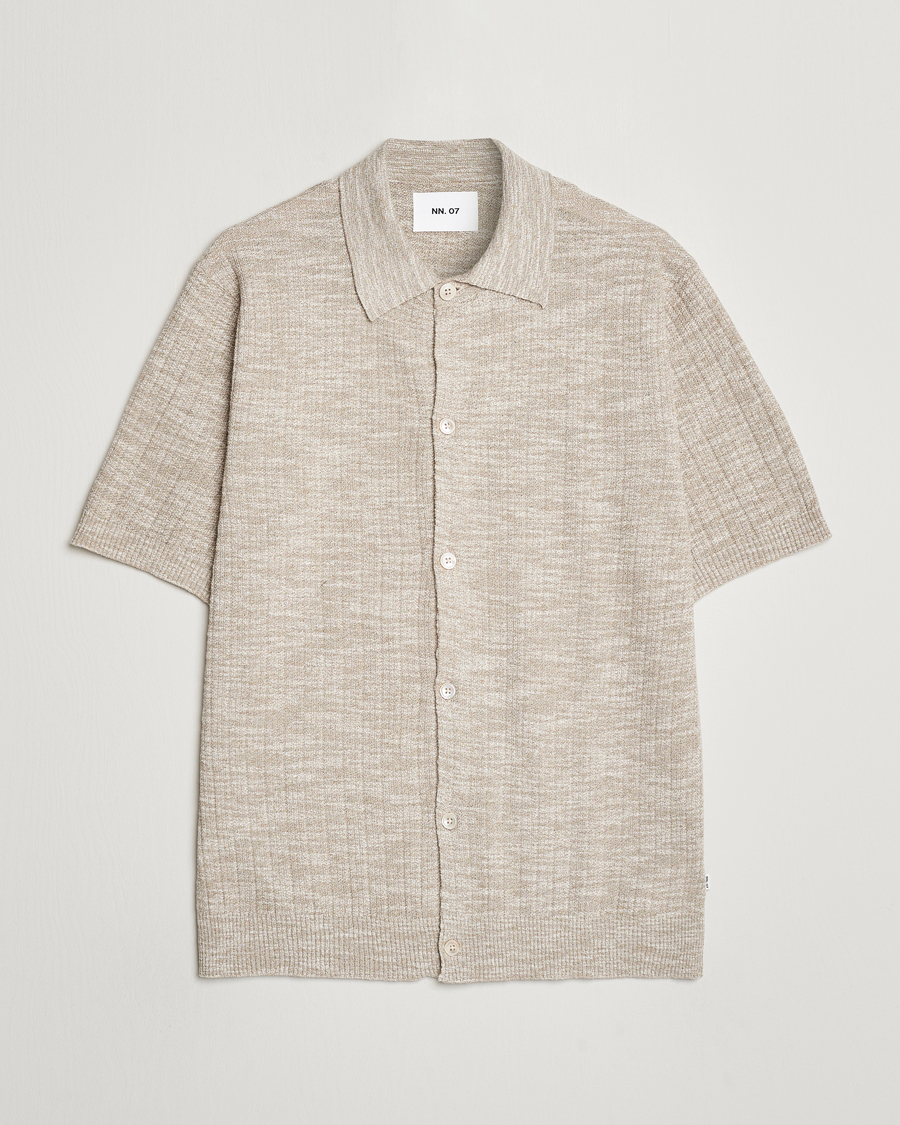 Men | Shirts | NN07 | Nolan Knitted Shirt Sleeve Shirt Greige Melange