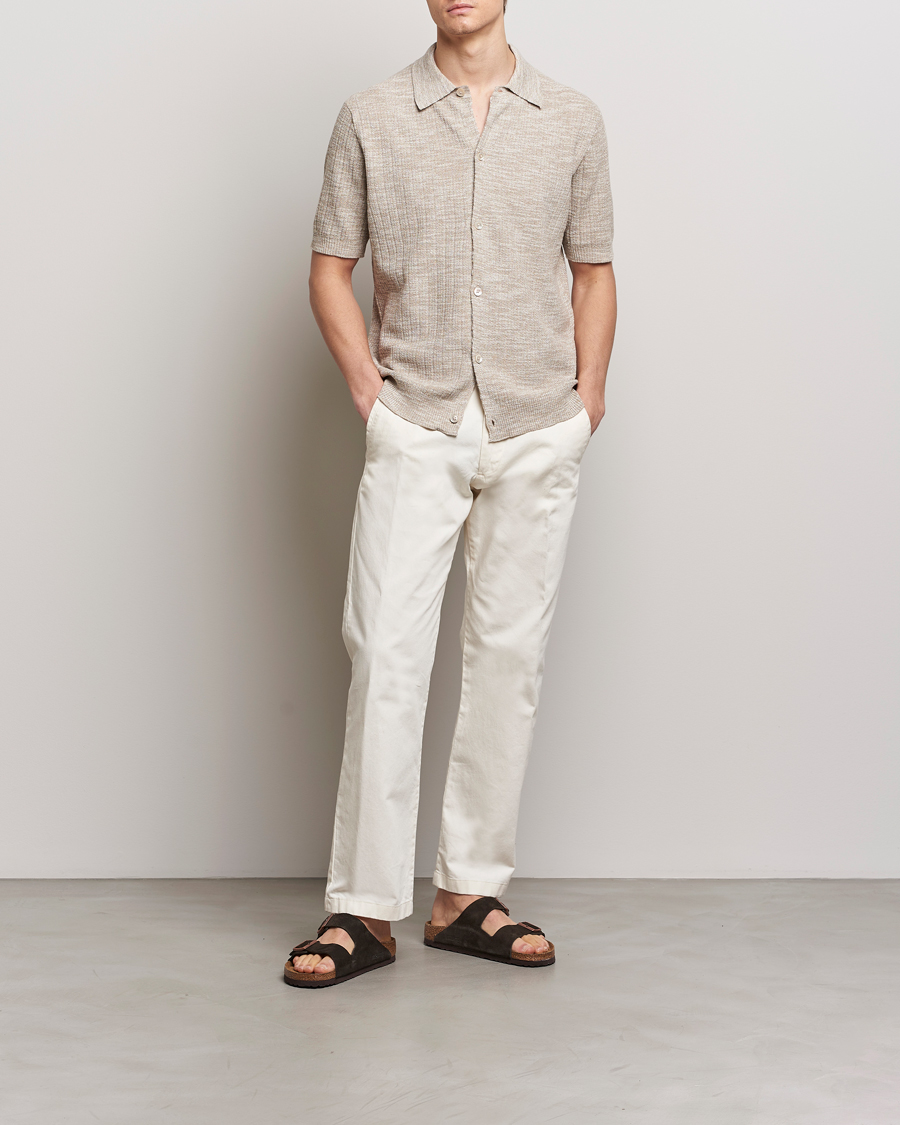 Men | Shirts | NN07 | Nolan Knitted Shirt Sleeve Shirt Greige Melange