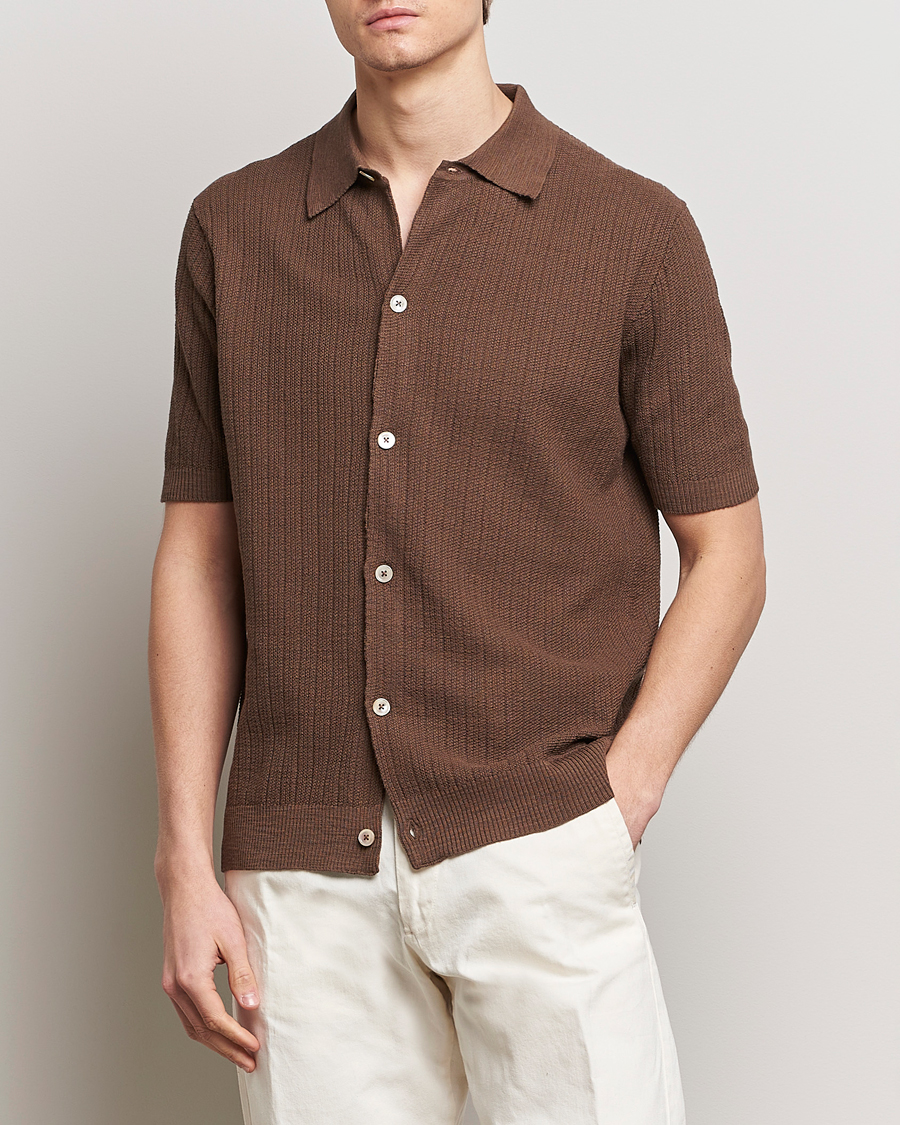 Herre |  | NN07 | Nolan Knitted Shirt Sleeve Shirt Cocoa Brown