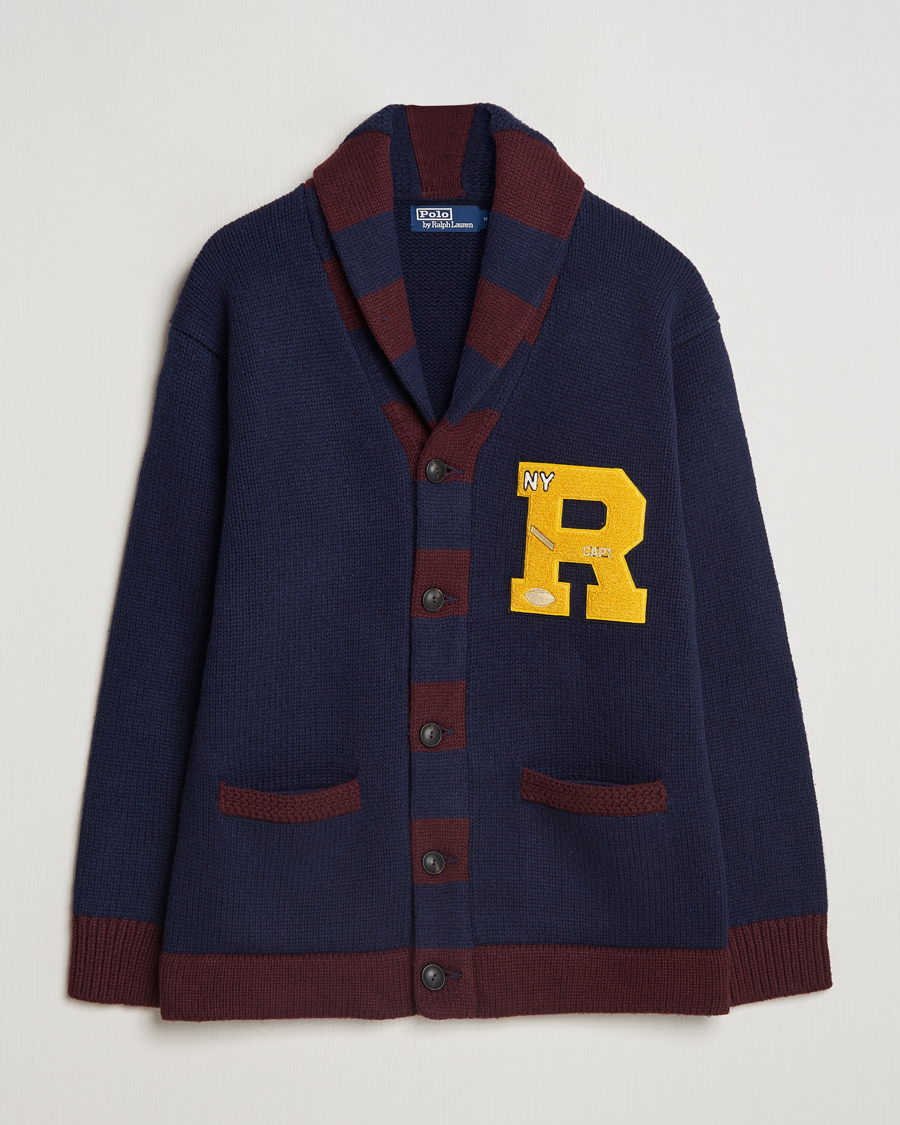 Men | Sweaters & Knitwear | Polo Ralph Lauren | Varsity Wool Shawl Cardigan Aviator Navy Combo