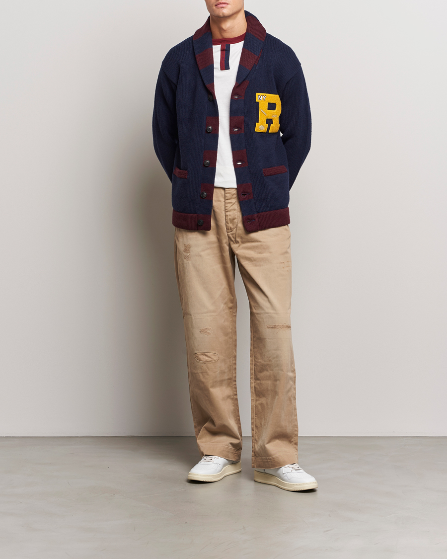 Men | Sweaters & Knitwear | Polo Ralph Lauren | Varsity Wool Shawl Cardigan Aviator Navy Combo