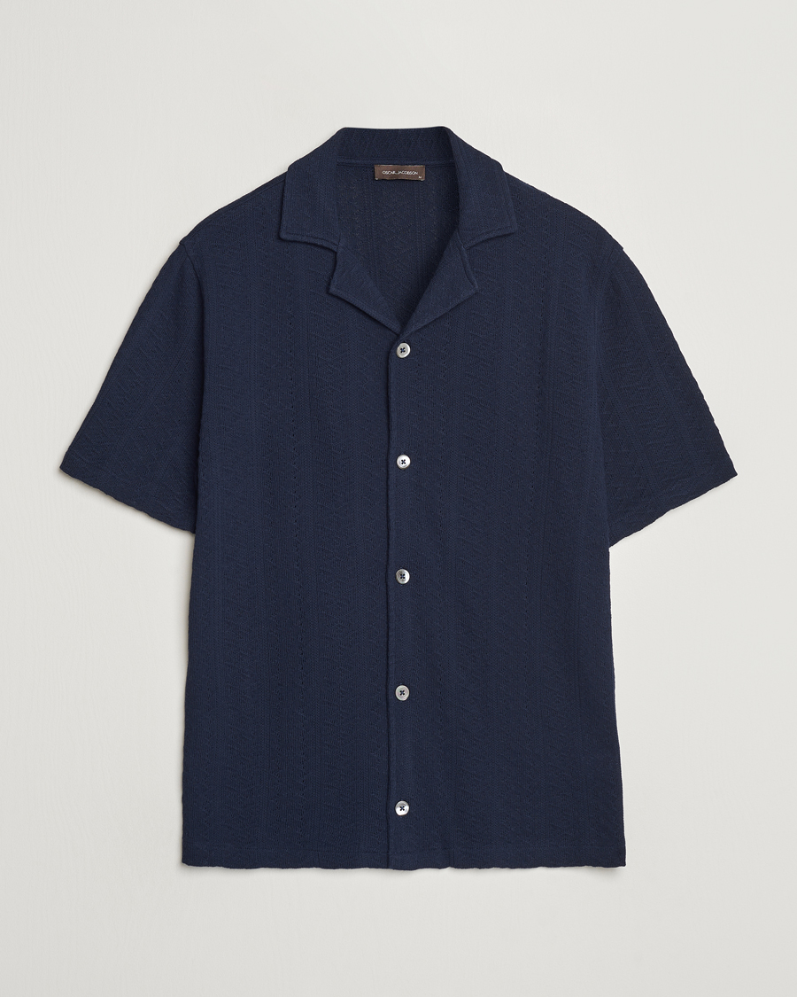 Men | Shirts | Oscar Jacobson | Mattis Reg Knitted Shirt Navy