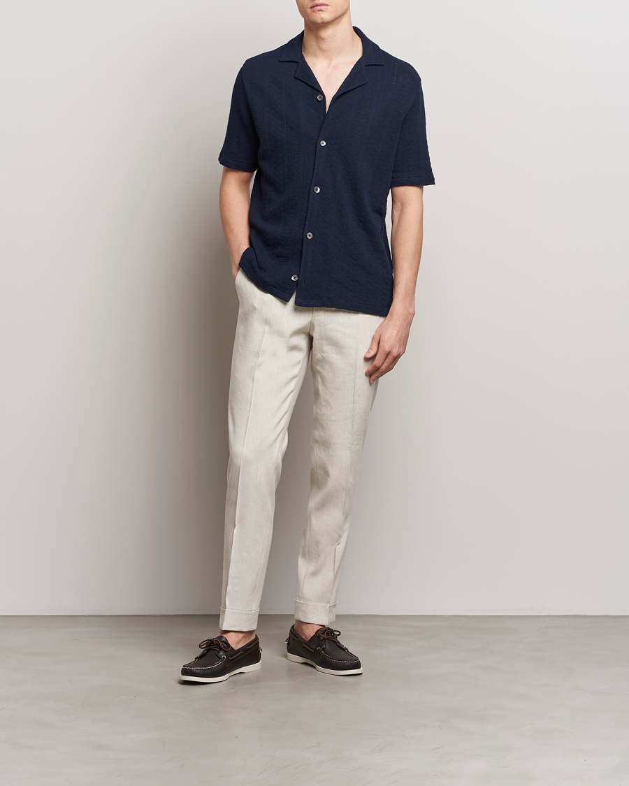 Men | Shirts | Oscar Jacobson | Mattis Reg Knitted Shirt Navy