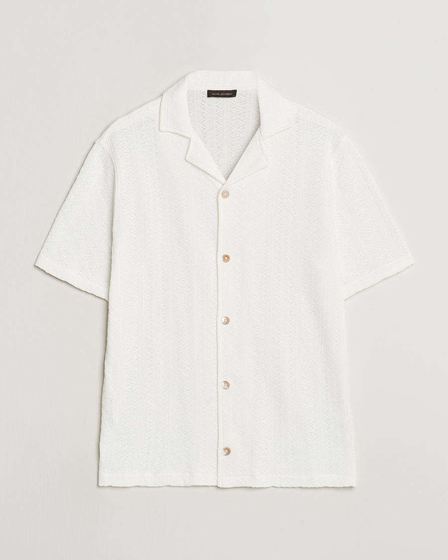 Men | Shirts | Oscar Jacobson | Mattis Reg Knitted Shirt White