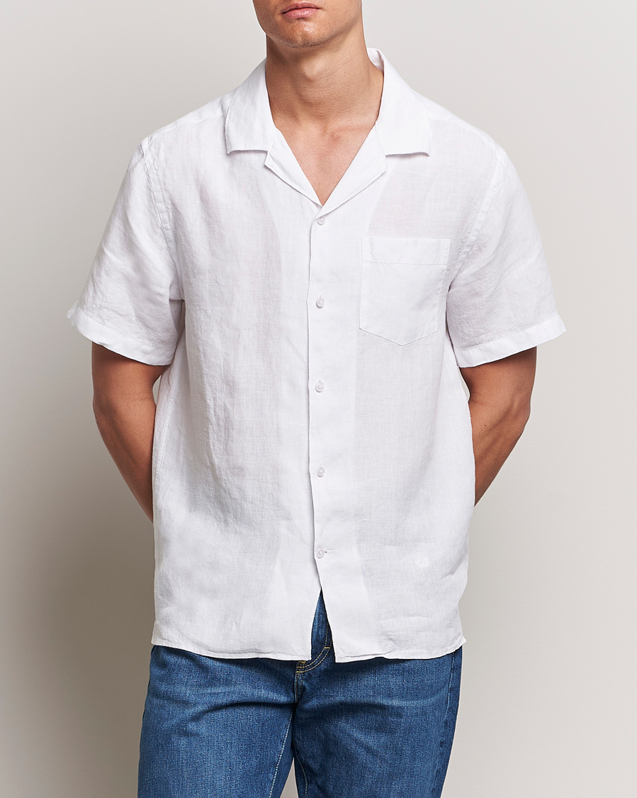 Men | Shirts | J.Lindeberg | Elio Linen Melange Shirt White
