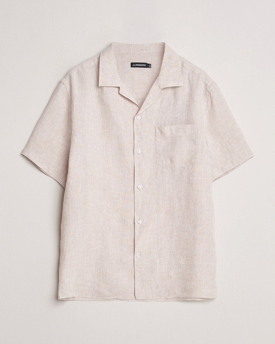Men | Shirts | J.Lindeberg | Elio Linen Melange Shirt Safari Beige