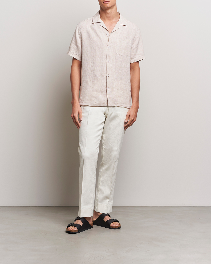 Men | Shirts | J.Lindeberg | Elio Linen Melange Shirt Safari Beige