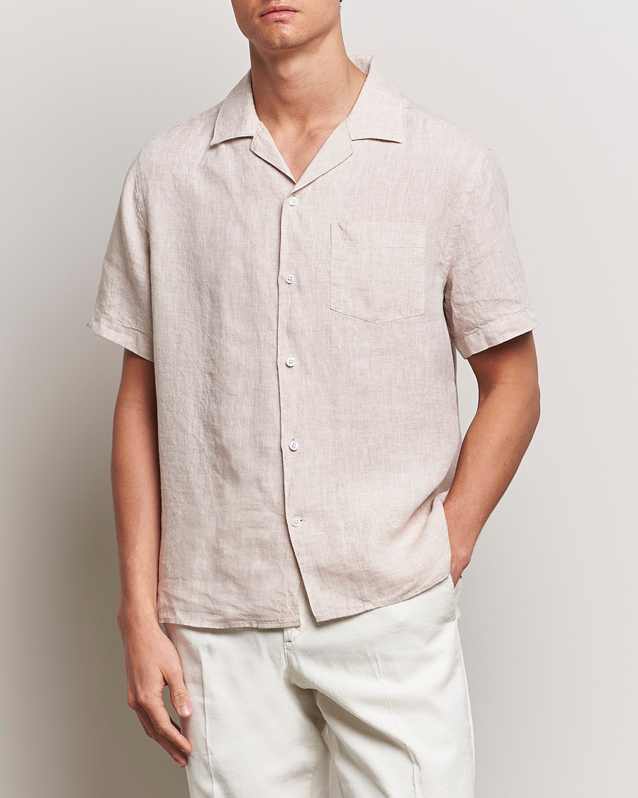 Men | Clothing | J.Lindeberg | Elio Linen Melange Shirt Safari Beige
