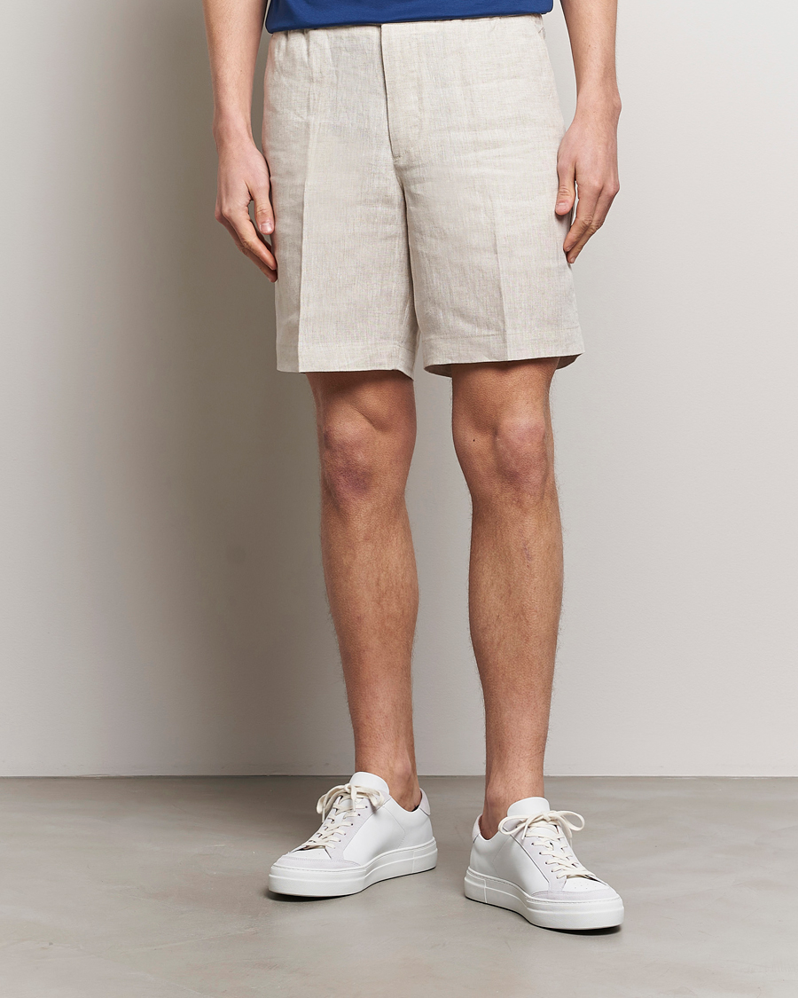 Men | New product images | J.Lindeberg | Baron Linen Shorts Safari Beige