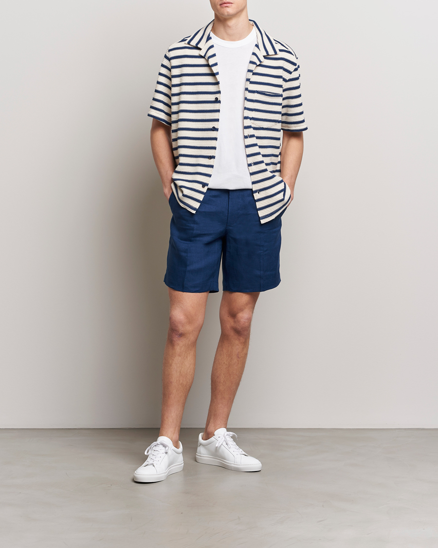 Men | Shorts | J.Lindeberg | Baron Linen Shorts Estate Blue