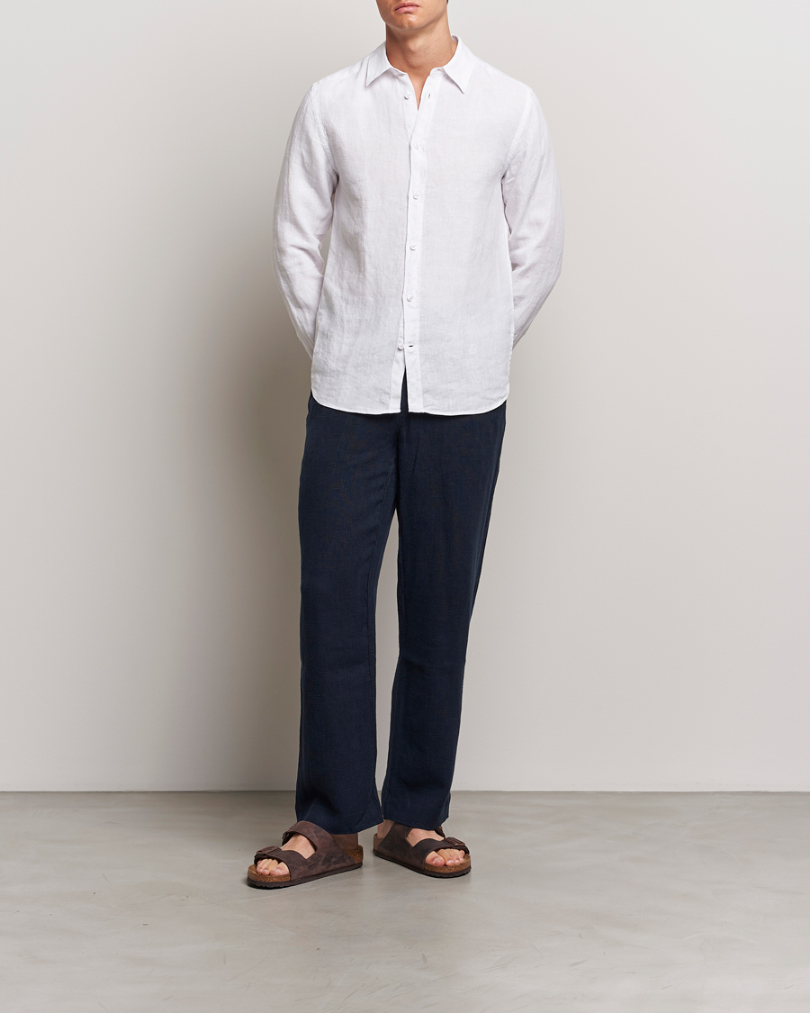 Men | Shirts | J.Lindeberg | Slim Linen Melange Shirt White