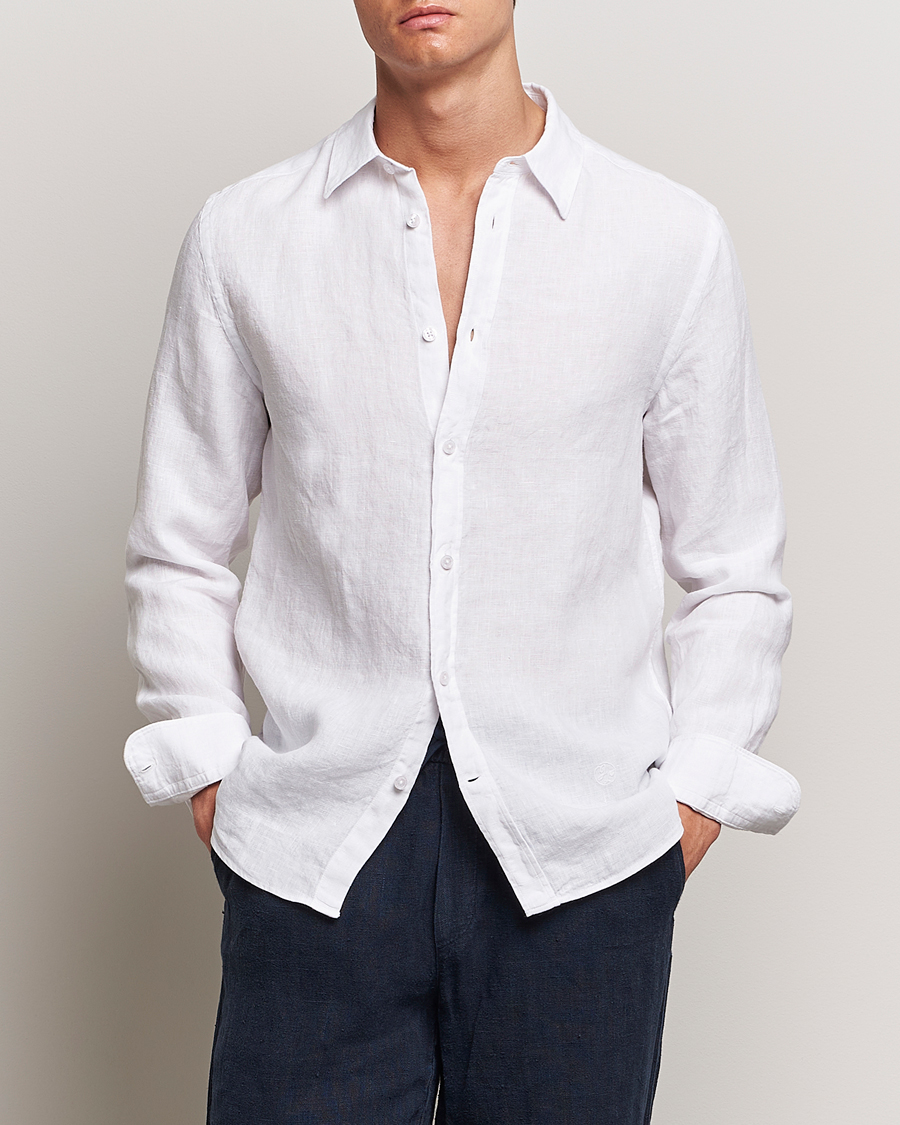 Men | Shirts | J.Lindeberg | Slim Linen Melange Shirt White