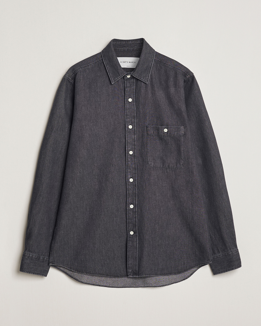 Men | Shirts | A Day's March | Mason Sturdy Denim Shirt Off Black