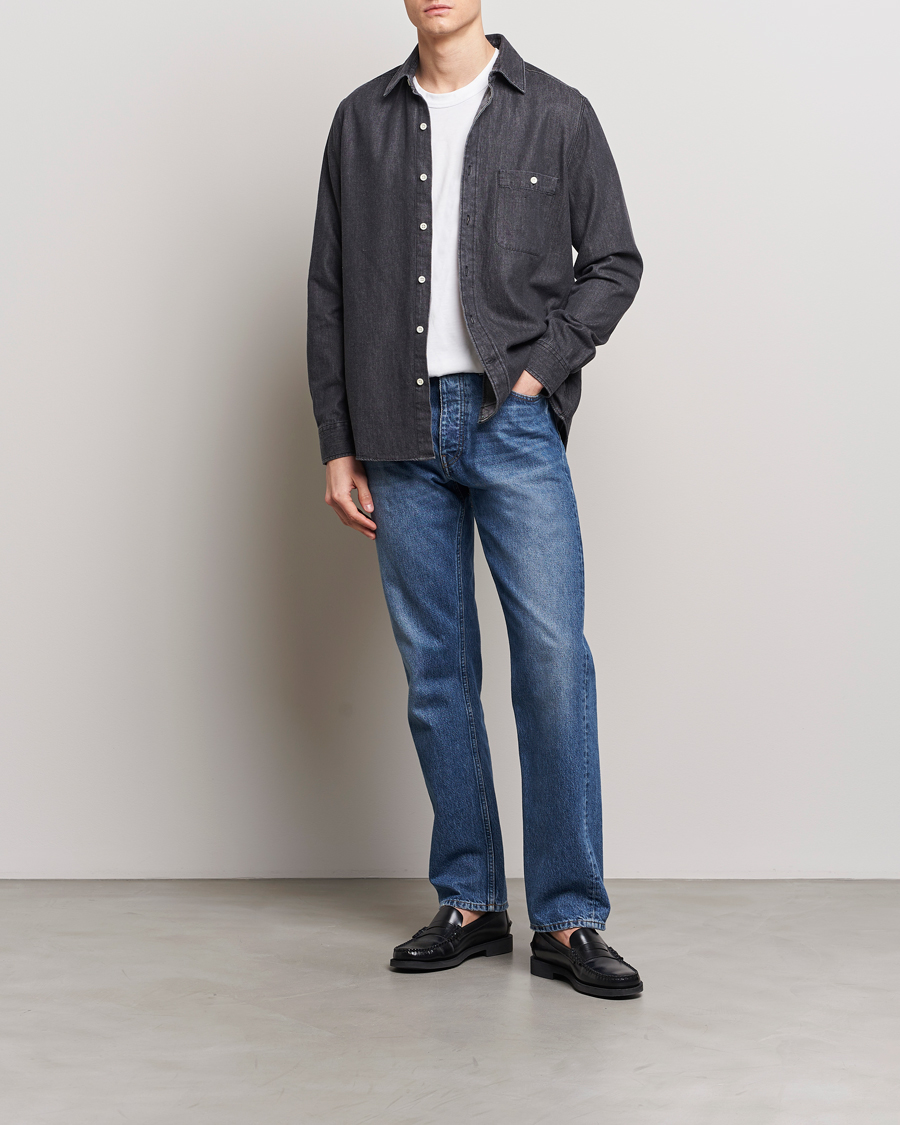 Men | Shirts | A Day's March | Mason Sturdy Denim Shirt Off Black