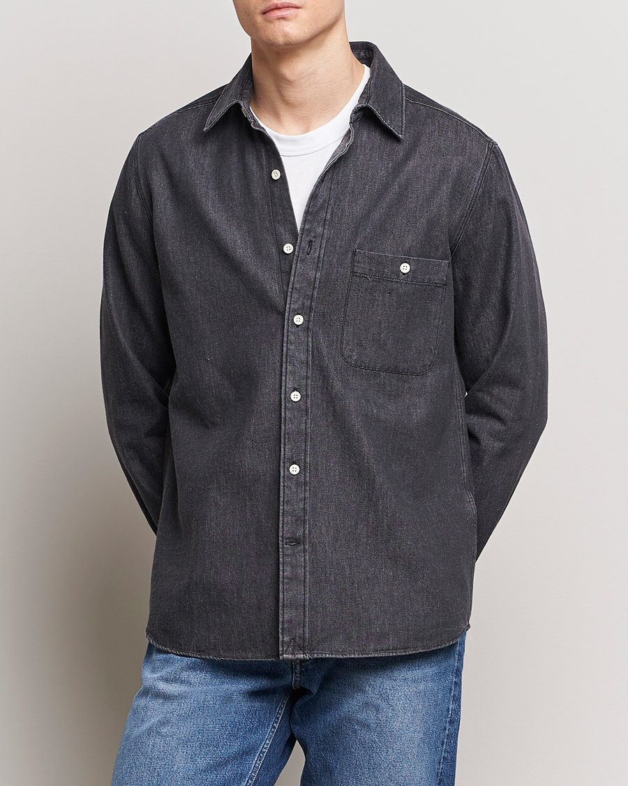 Men | Shirts | A Day's March | Mason Sturdy Denim Shirt Off Black