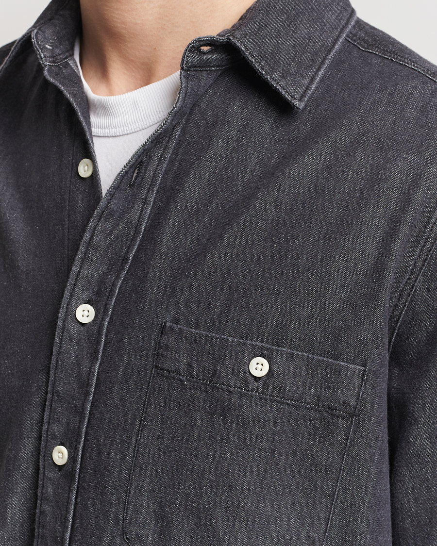 Men | Shirts | A Day's March | Mason Sturdy Denim Shirt Off Black