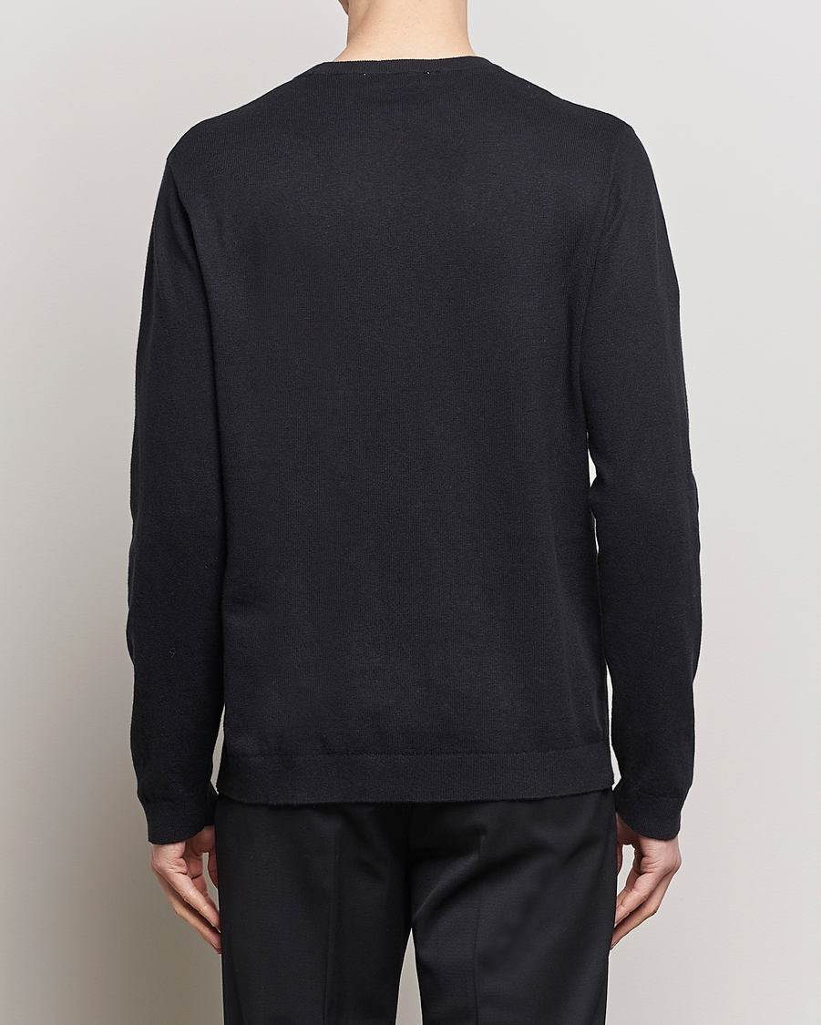 Men | Sweaters & Knitwear | A Day's March | Alagon Cotton/Linen Crew Black