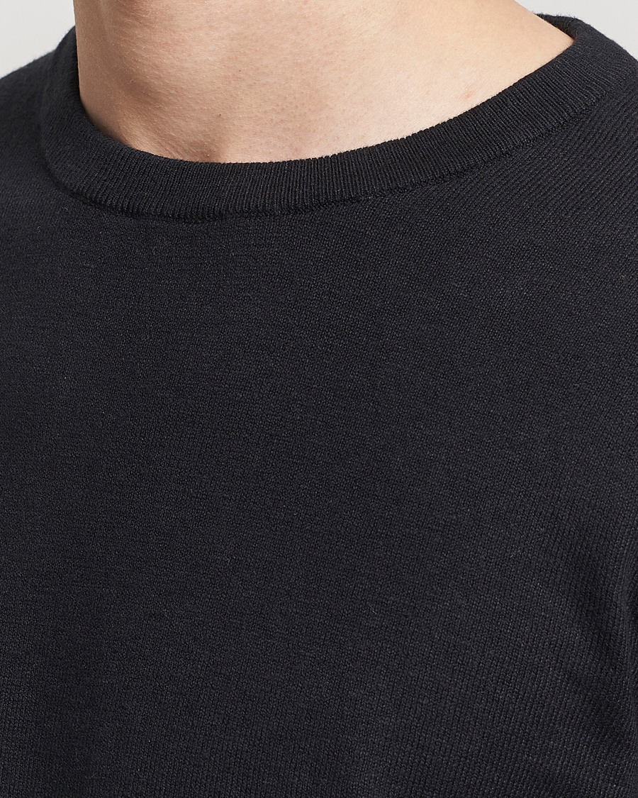 Men | Sweaters & Knitwear | A Day's March | Alagon Cotton/Linen Crew Black
