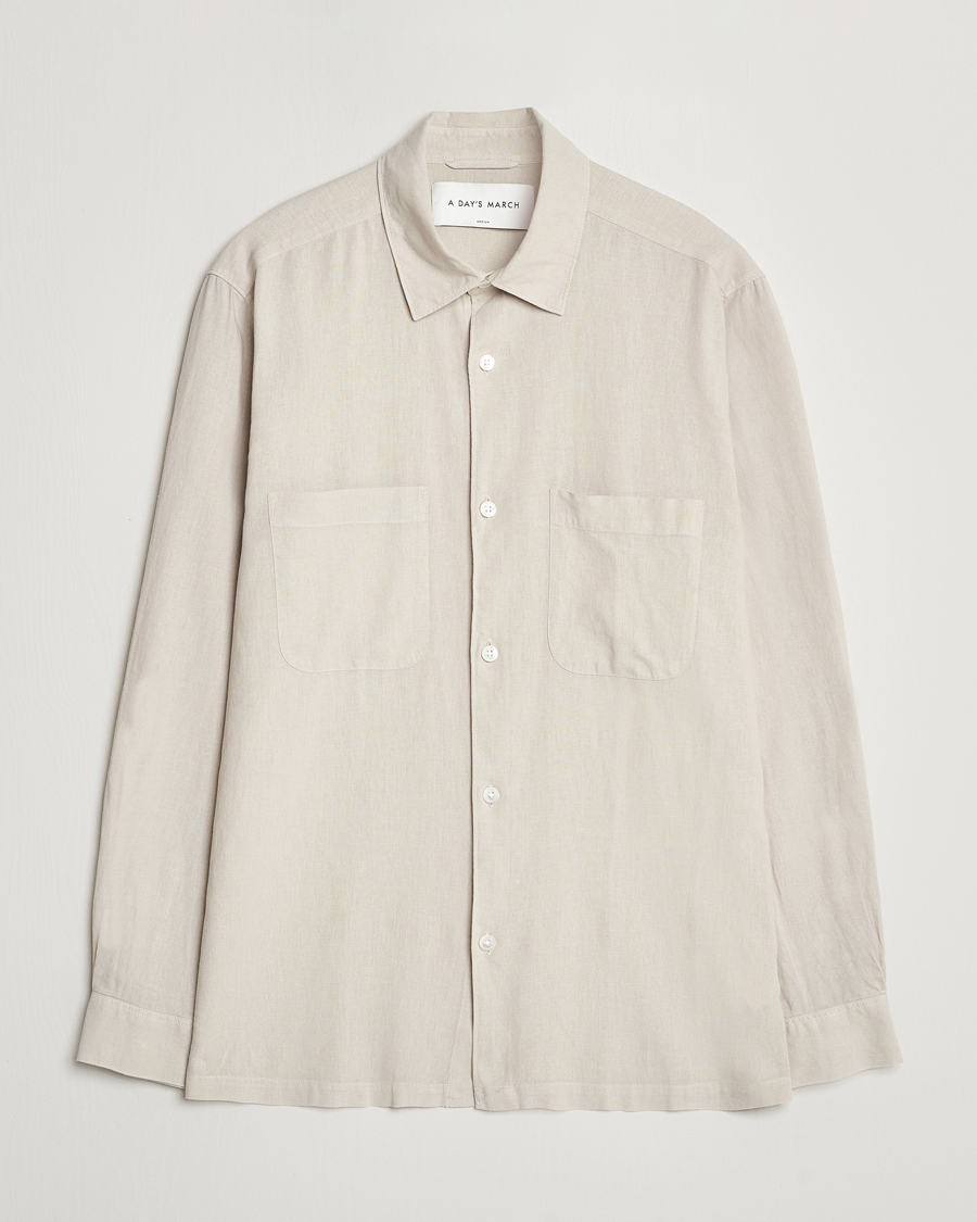 Men | Shirts | A Day's March | Balain Linen/Viscose Shirt Dove