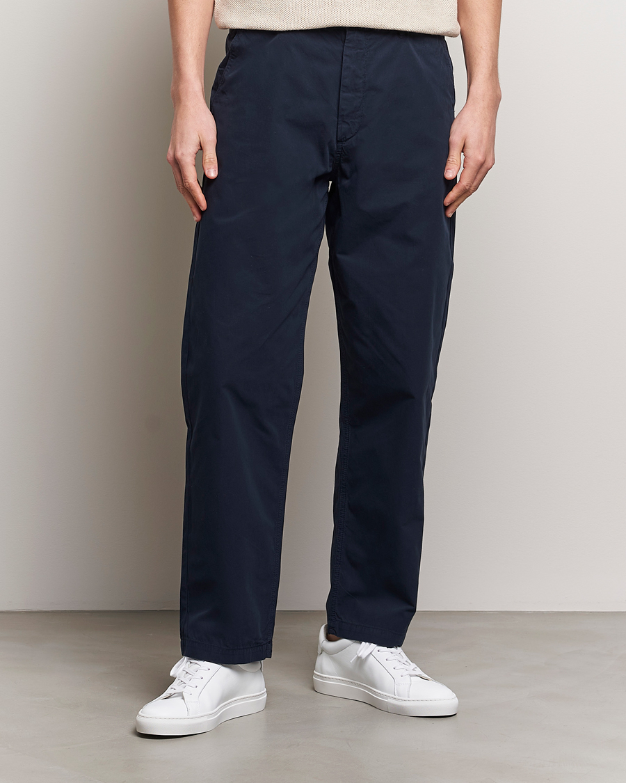 Men | Formal Trousers | A Day\'s March | Redwood Light Cotton Trousers Navy