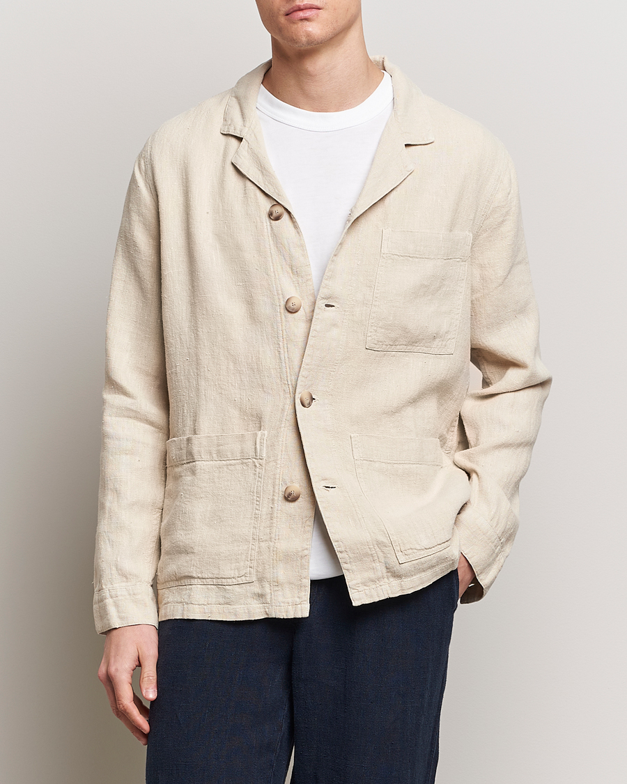 Herre |  | A Day\'s March | Bangher Linen Overshirt Oyster