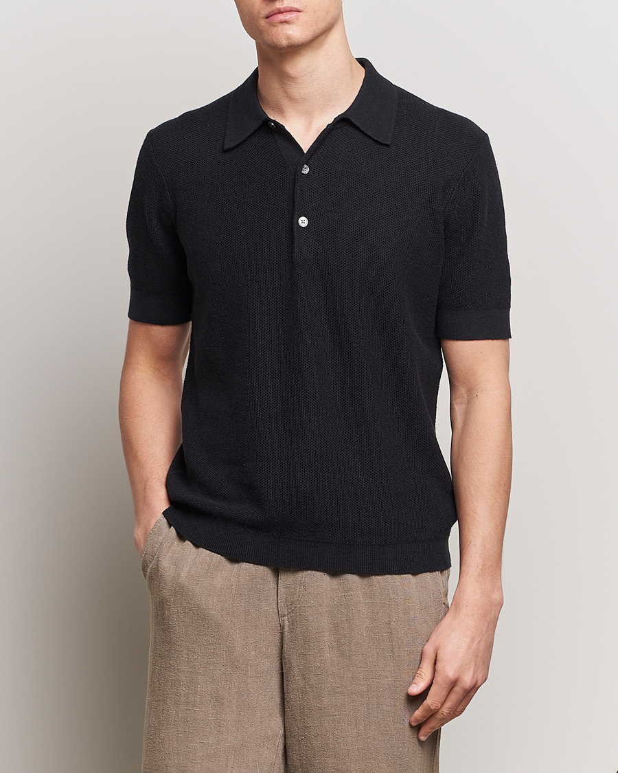 Mies |  | A Day's March | Rosehall Popcorn Stitch Polo Black