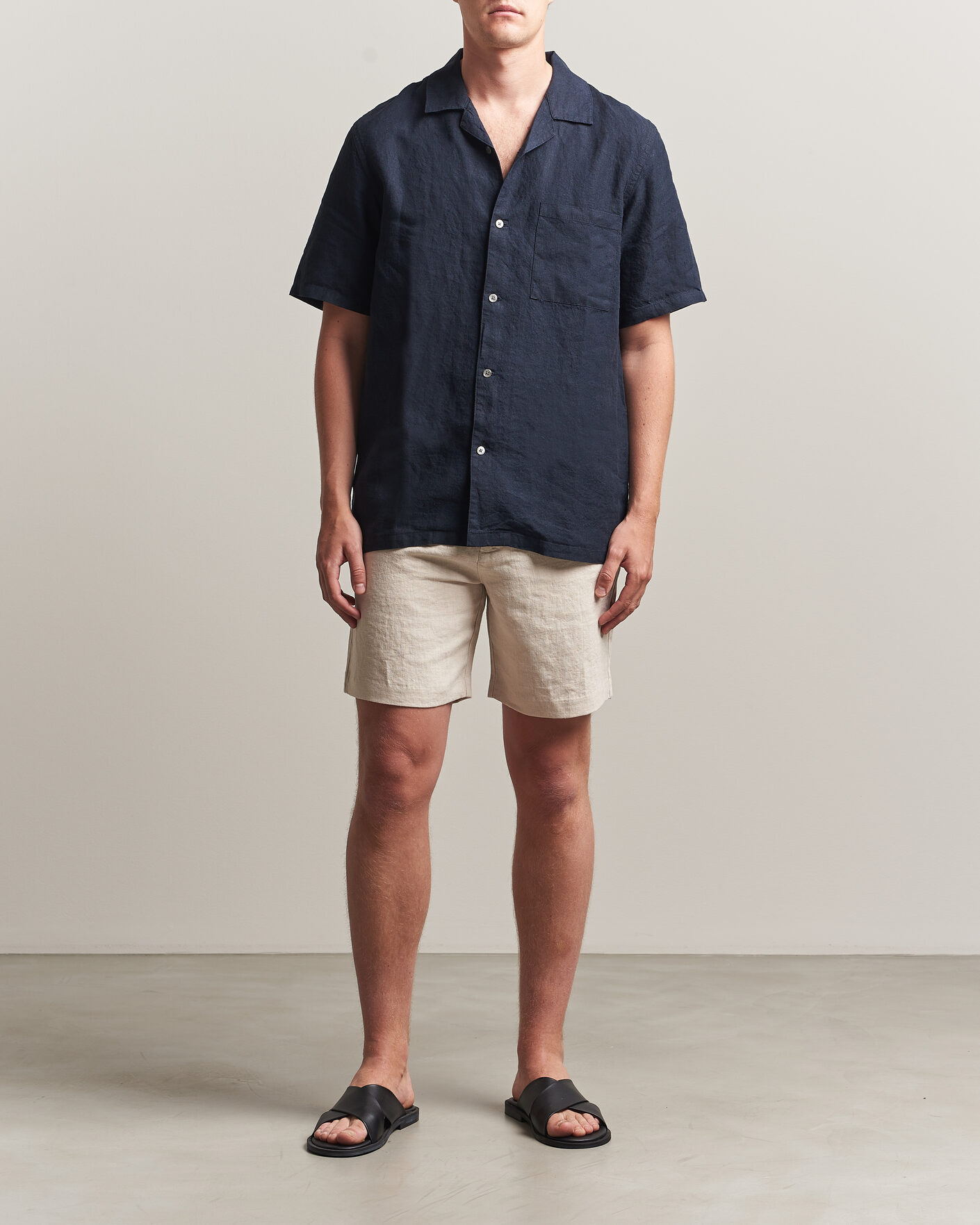 Men | Shorts | A Day's March | Luny Linen Shorts Oyster