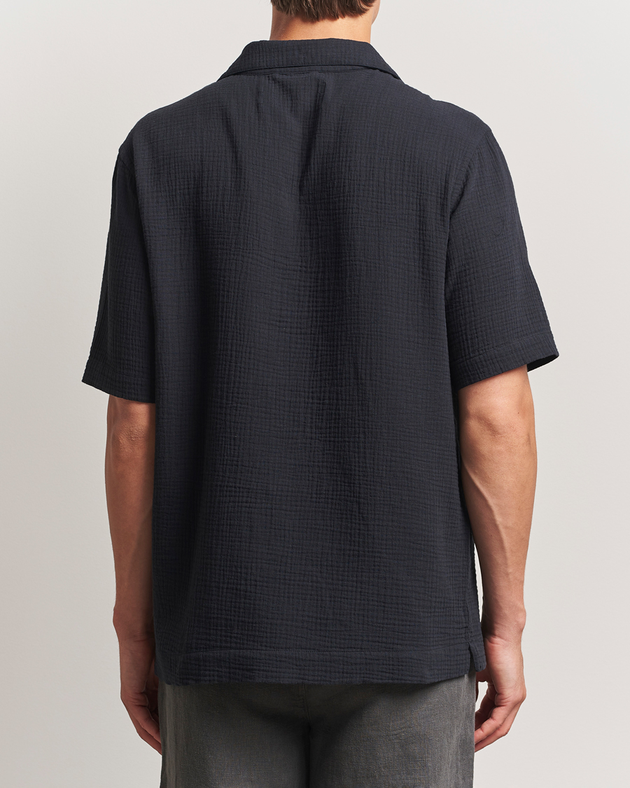 Men | Shirts | A Day's March | Clapton Structured Cotton Shirt Off Black