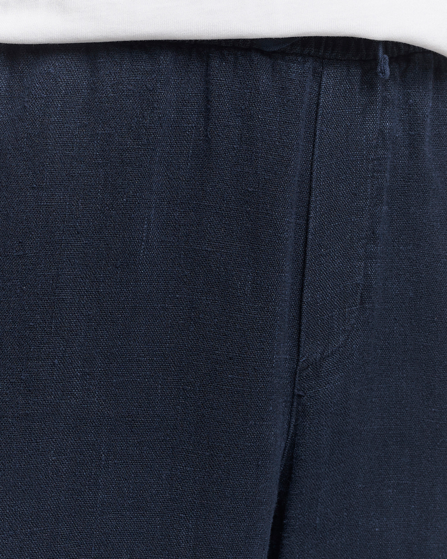 Men | Trousers | A Day's March | Tamiat Drawstring Linen Trousers Navy