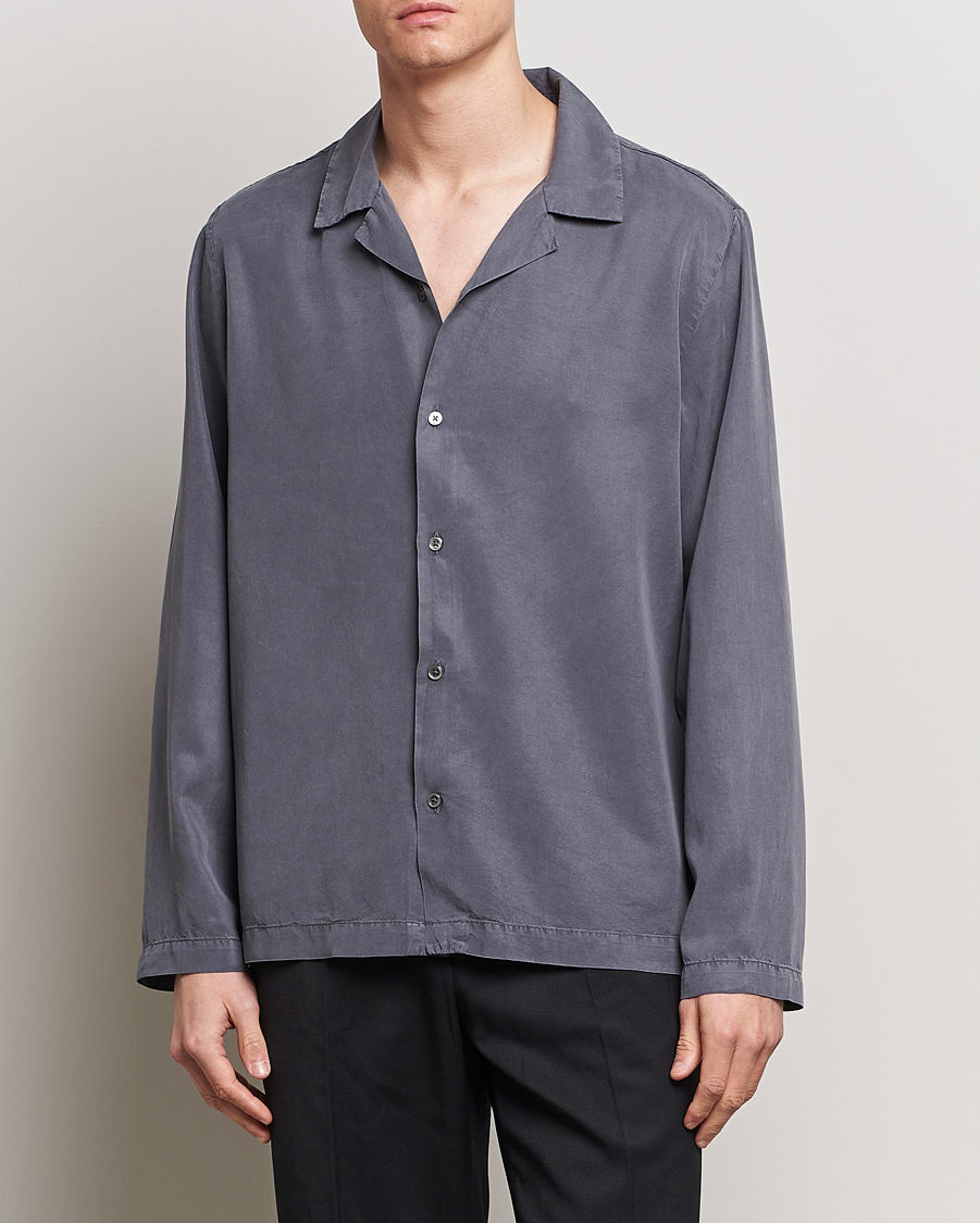 Men |  | A Day's March | Chase Camp Collar Lyocell Shirt Dark Grey