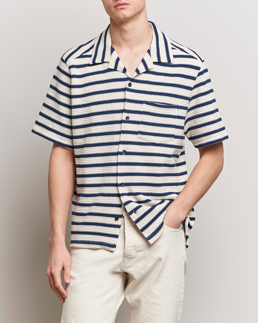 Men | What's new | J.Lindeberg | Tiro Resort Stripe Shirt Estate Blue