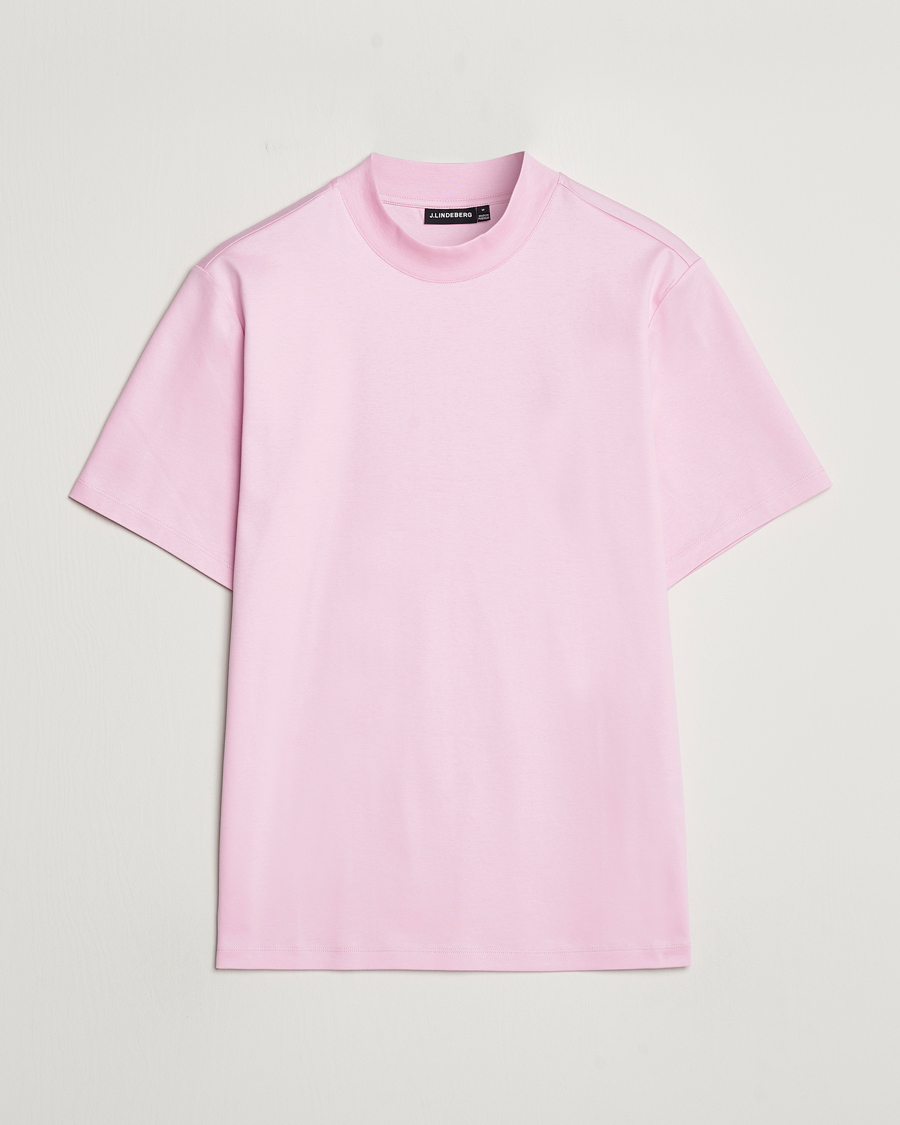 Men | T-Shirts | J.Lindeberg | Ace Mock Neck T-Shirt Pink Lavender