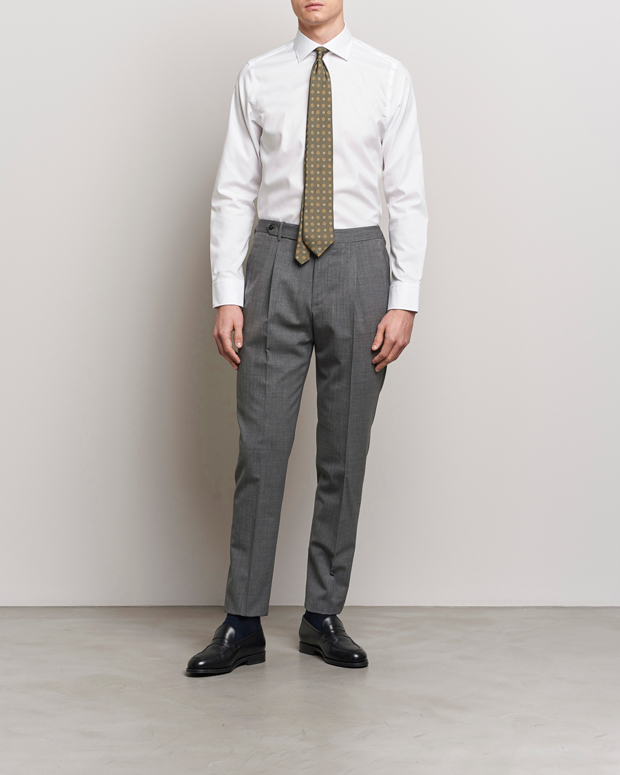 Men | Shirts | Oscar Jacobson | Slim Fit Cut Away Non Iron Twill Optical White