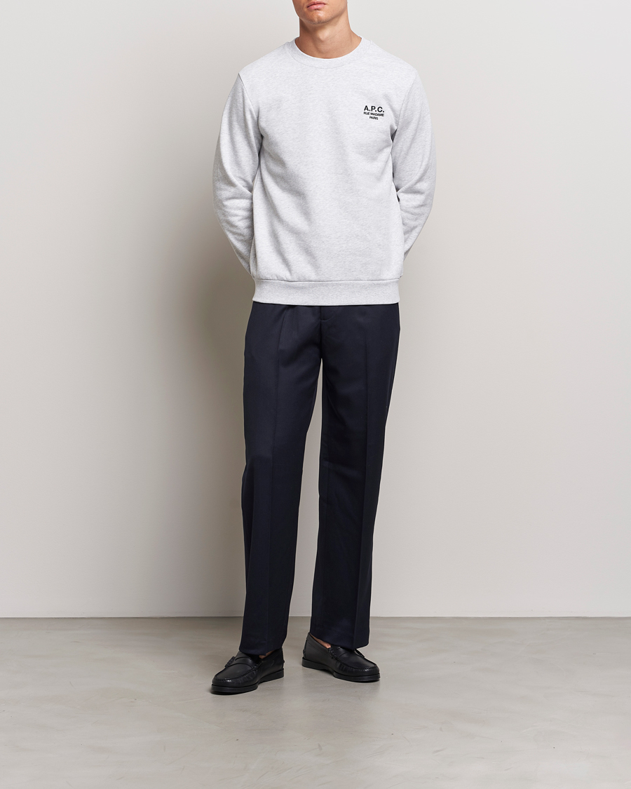 Men | Sweaters & Knitwear | A.P.C. | Rue Madame Sweatshirt Heather Grey/Black