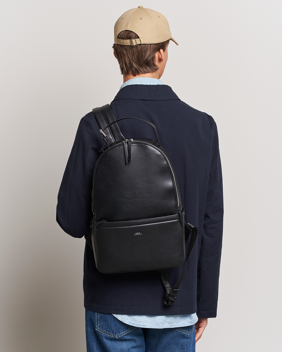 Men | Departments | A.P.C. | Sac Leather Backpack Black