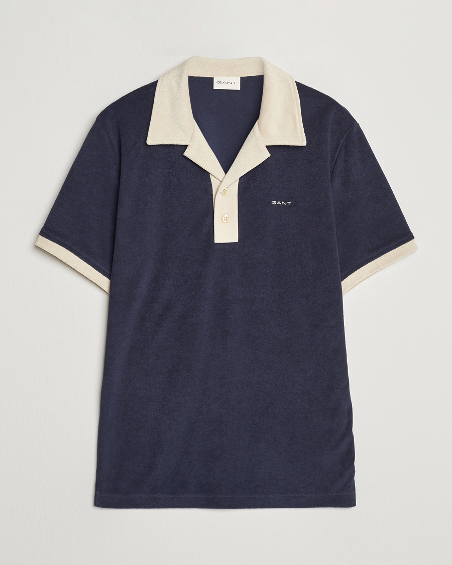 Men | Polo Shirts | GANT | Towelling Resort Collar Polo Evening Blue