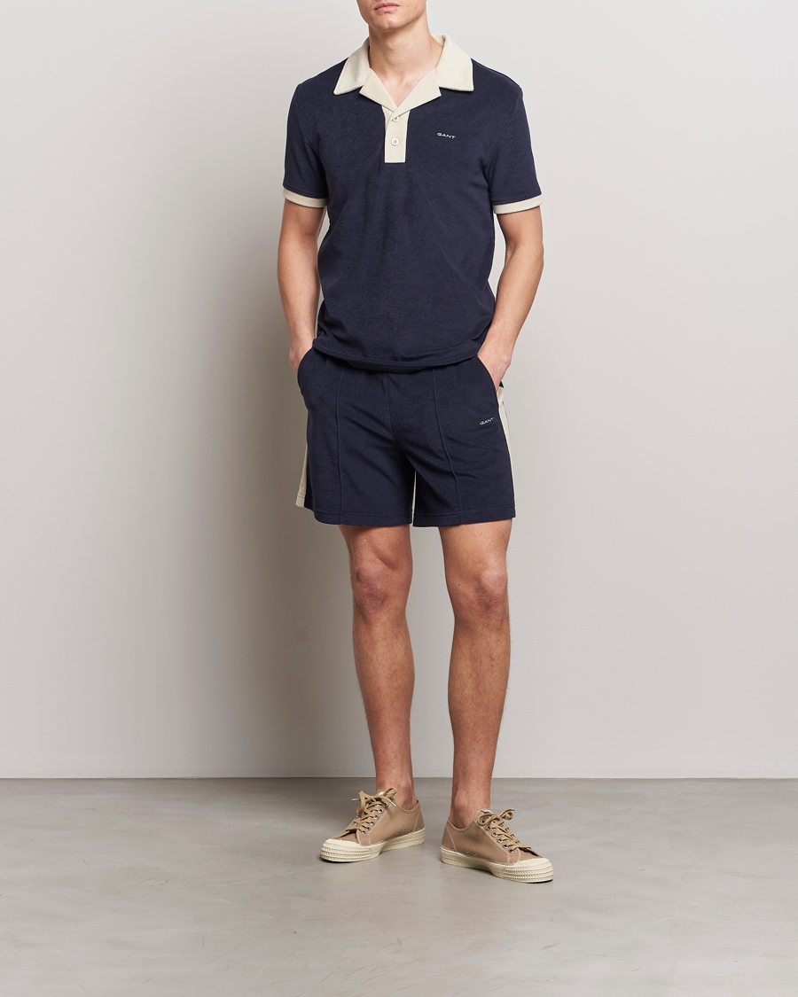Men | Polo Shirts | GANT | Towelling Resort Collar Polo Evening Blue