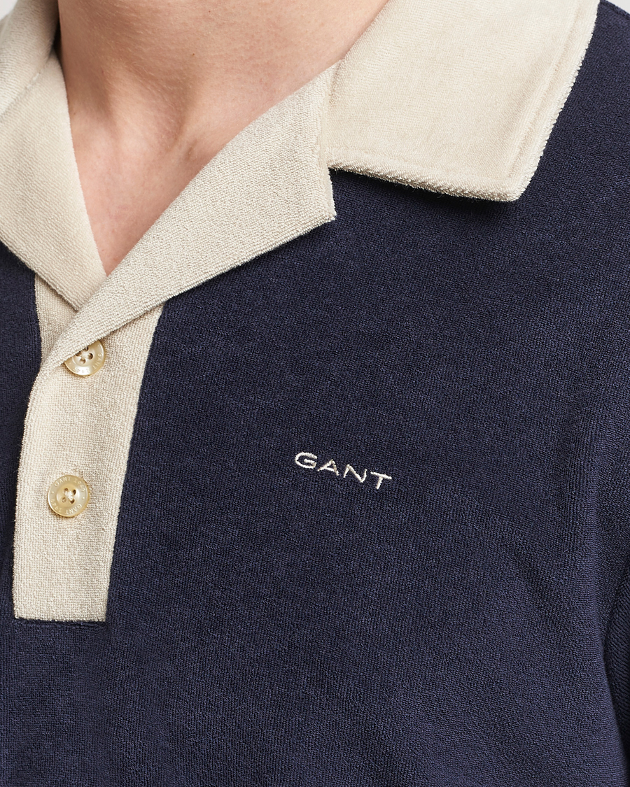 Men | Polo Shirts | GANT | Towelling Resort Collar Polo Evening Blue